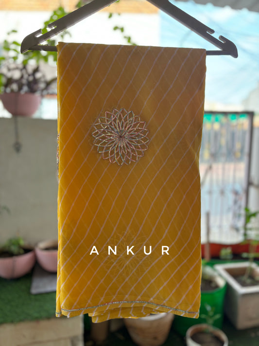 Gota work Yellow Lehriya