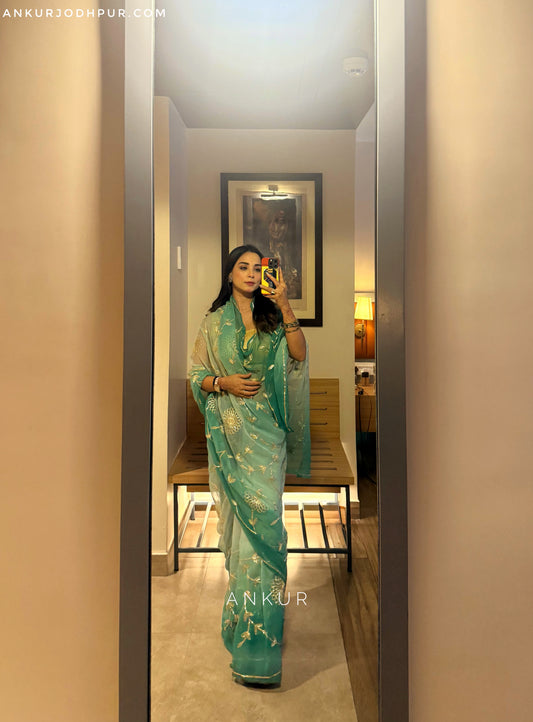 Zarqa Emerald in Jaal work Anvi