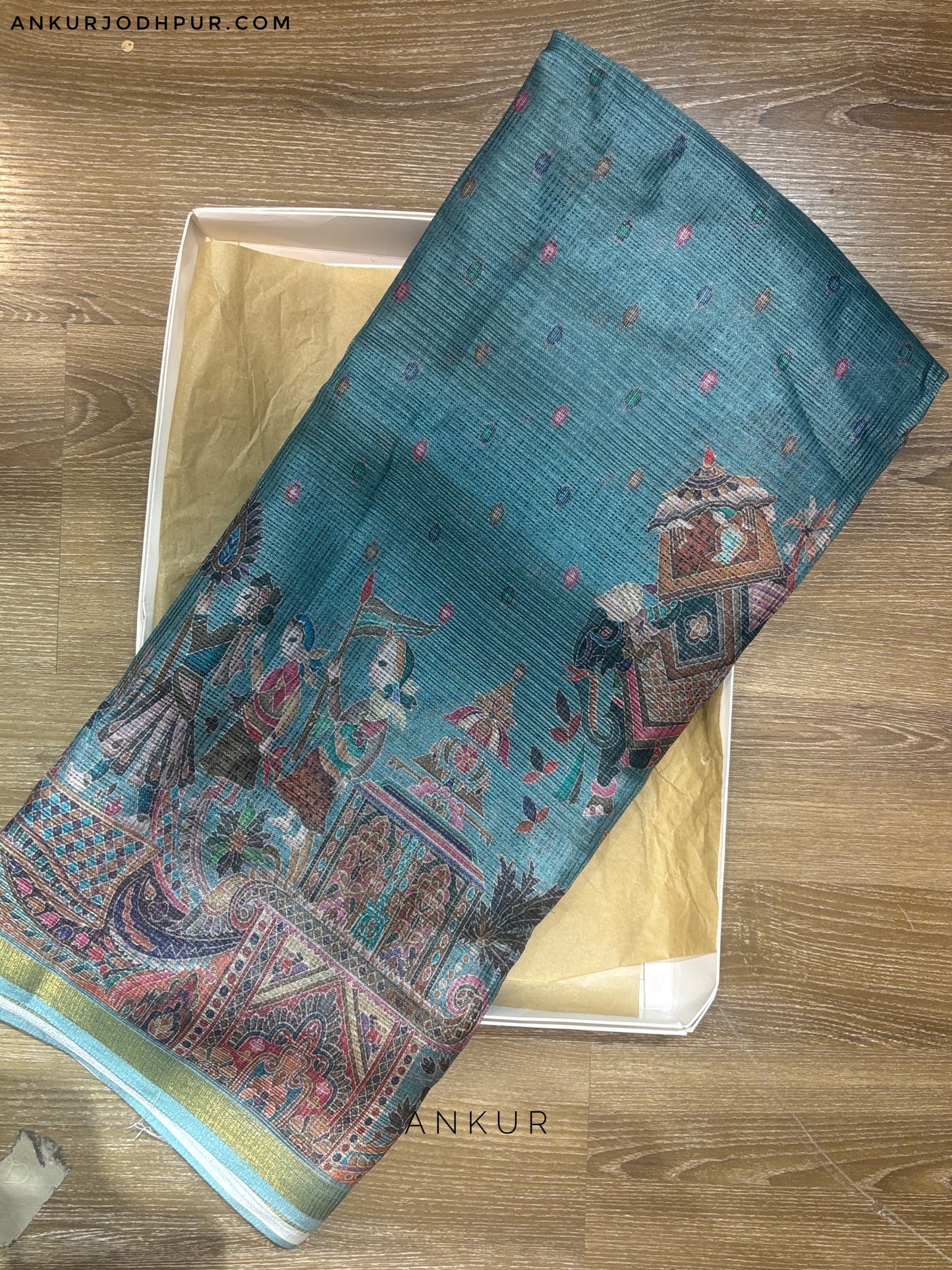 Blush Silver Blue Madhuri Silk