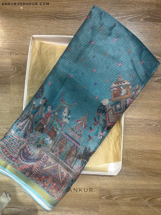 Blush Silver Blue Madhuri Silk