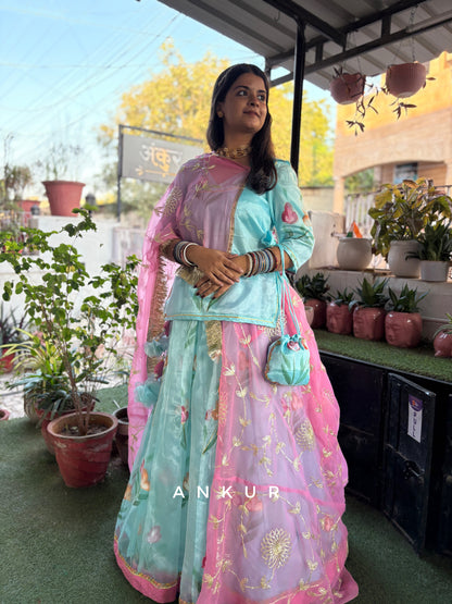 Blue with Pink Rajputi Poshak