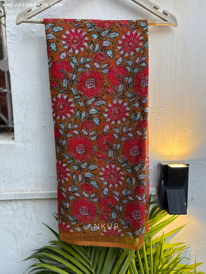 Flowery Cotton Design ten Vintage Isha Chiffon