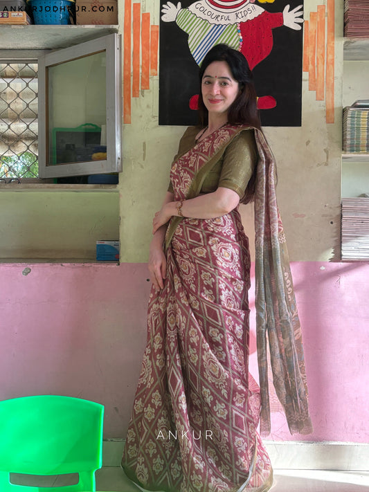 Mehroon Green mehfil Madhuri Silk