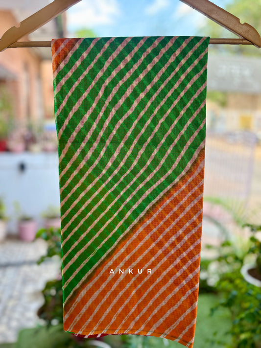 Three Colour Green Shaded Lehriya