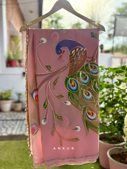 Onion Pink Peacock Brush Paint