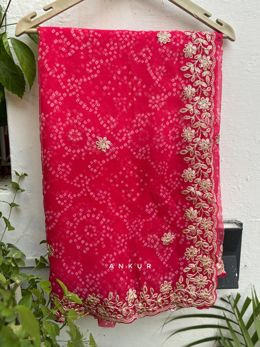 Shaded Bandhani light Rani Nagina