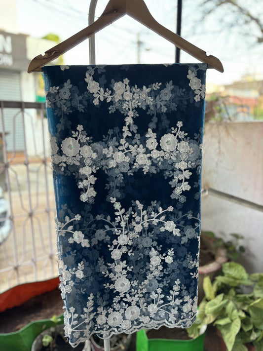 ink Blue Chikankari Saree