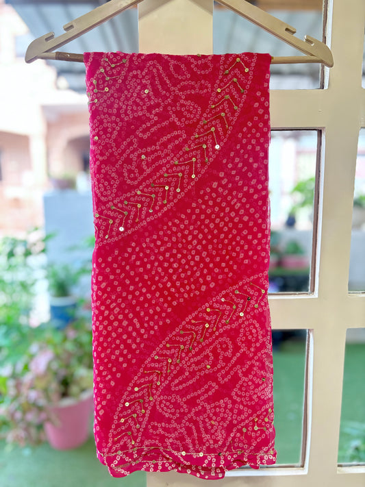 Ruby Pink Bandhani zari work Suhani