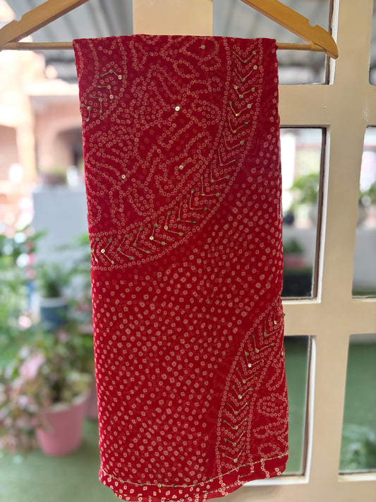 Crimson Glow Red Bandhani zari work Suhani