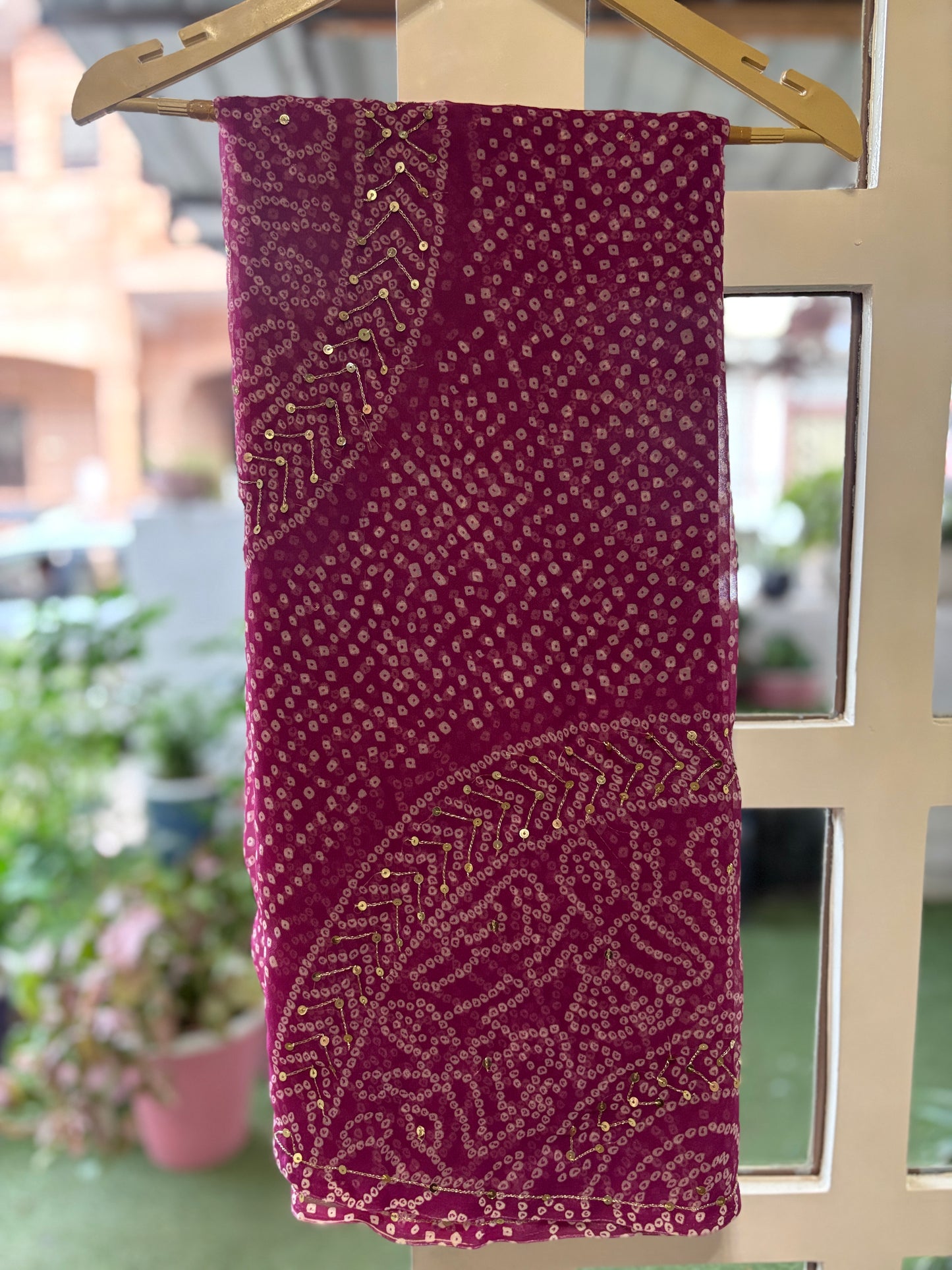 Natural English Falsa Bandhani zari work Suhani