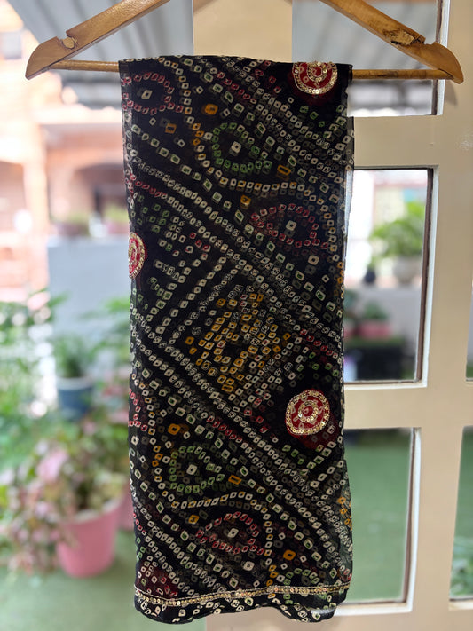 Noor-e-kala Bandhani zari work Suhani